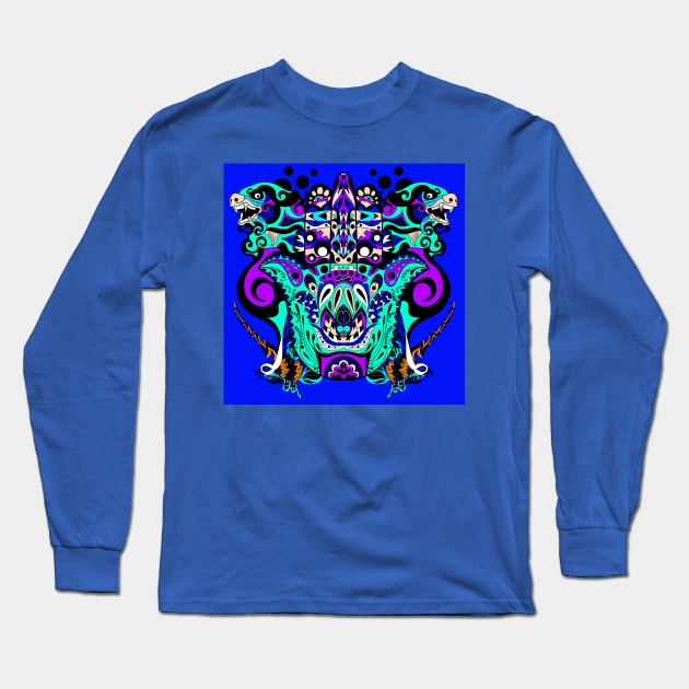 bright immortal tribal beasts in ecopop pattern Long Sleeve T-Shirt by jorge_lebeau